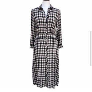 Zara midi plaid shirt dress #B